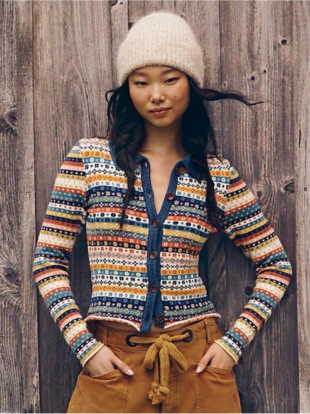 NWT free people oak and pine cardigan in heritage combo